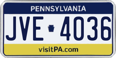 PA license plate JVE4036