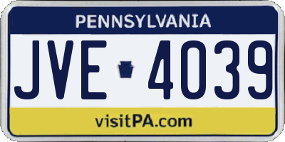 PA license plate JVE4039