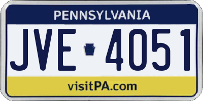 PA license plate JVE4051