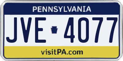 PA license plate JVE4077