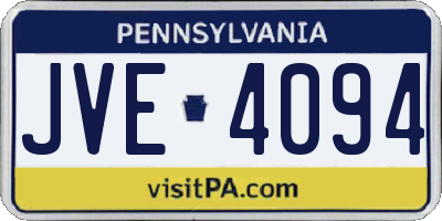 PA license plate JVE4094