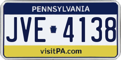 PA license plate JVE4138