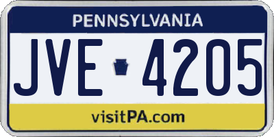 PA license plate JVE4205