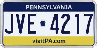 PA license plate JVE4217