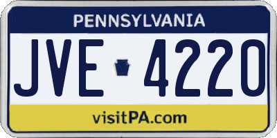 PA license plate JVE4220