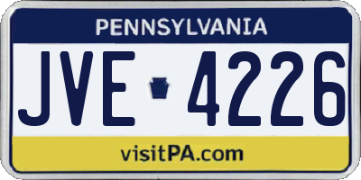 PA license plate JVE4226