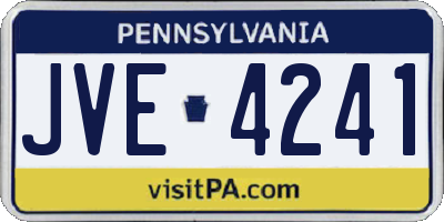 PA license plate JVE4241