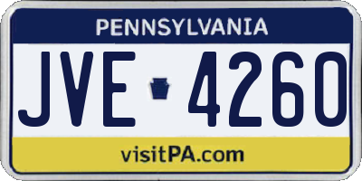 PA license plate JVE4260