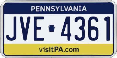 PA license plate JVE4361