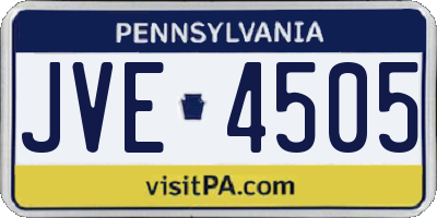 PA license plate JVE4505