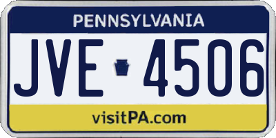 PA license plate JVE4506