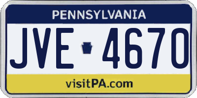 PA license plate JVE4670