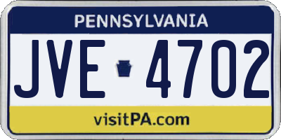 PA license plate JVE4702