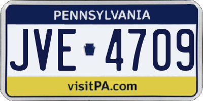 PA license plate JVE4709