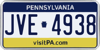 PA license plate JVE4938