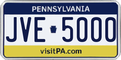 PA license plate JVE5000