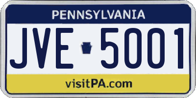 PA license plate JVE5001