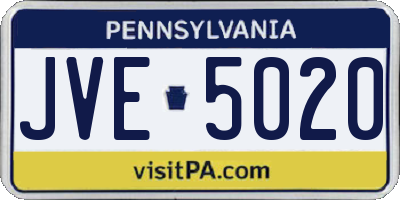 PA license plate JVE5020