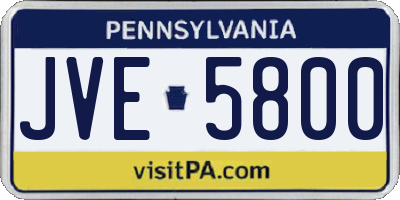 PA license plate JVE5800