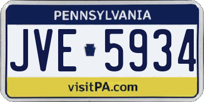 PA license plate JVE5934