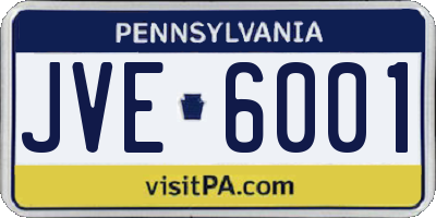 PA license plate JVE6001