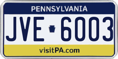 PA license plate JVE6003