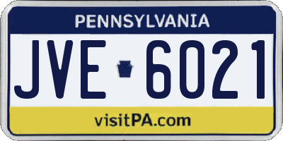 PA license plate JVE6021