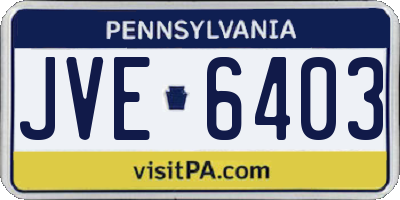 PA license plate JVE6403