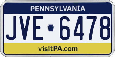 PA license plate JVE6478
