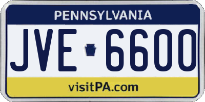 PA license plate JVE6600