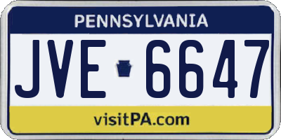 PA license plate JVE6647
