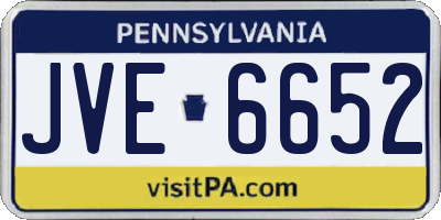 PA license plate JVE6652