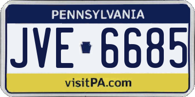 PA license plate JVE6685