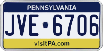 PA license plate JVE6706