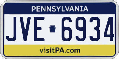 PA license plate JVE6934