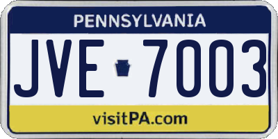 PA license plate JVE7003