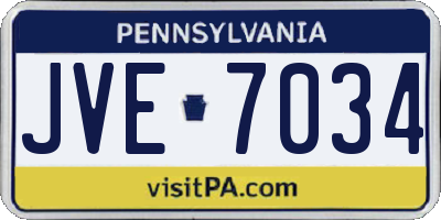 PA license plate JVE7034