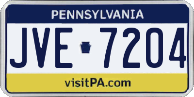 PA license plate JVE7204