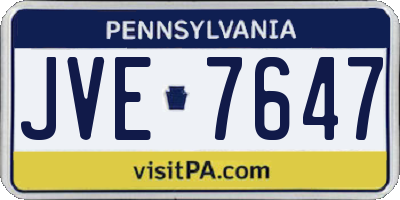 PA license plate JVE7647