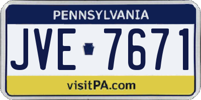 PA license plate JVE7671