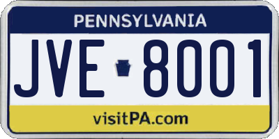 PA license plate JVE8001