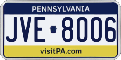 PA license plate JVE8006