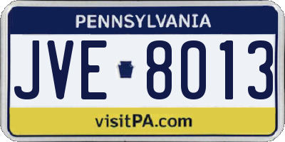 PA license plate JVE8013