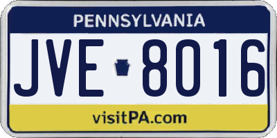 PA license plate JVE8016