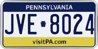 PA license plate JVE8024
