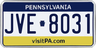 PA license plate JVE8031