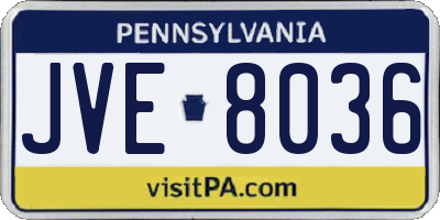 PA license plate JVE8036