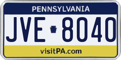 PA license plate JVE8040