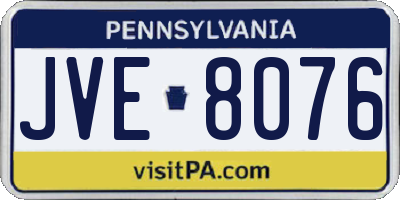 PA license plate JVE8076