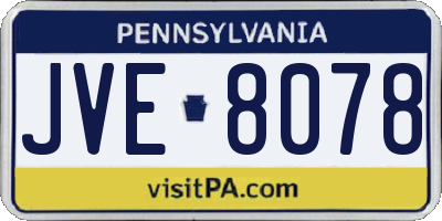 PA license plate JVE8078